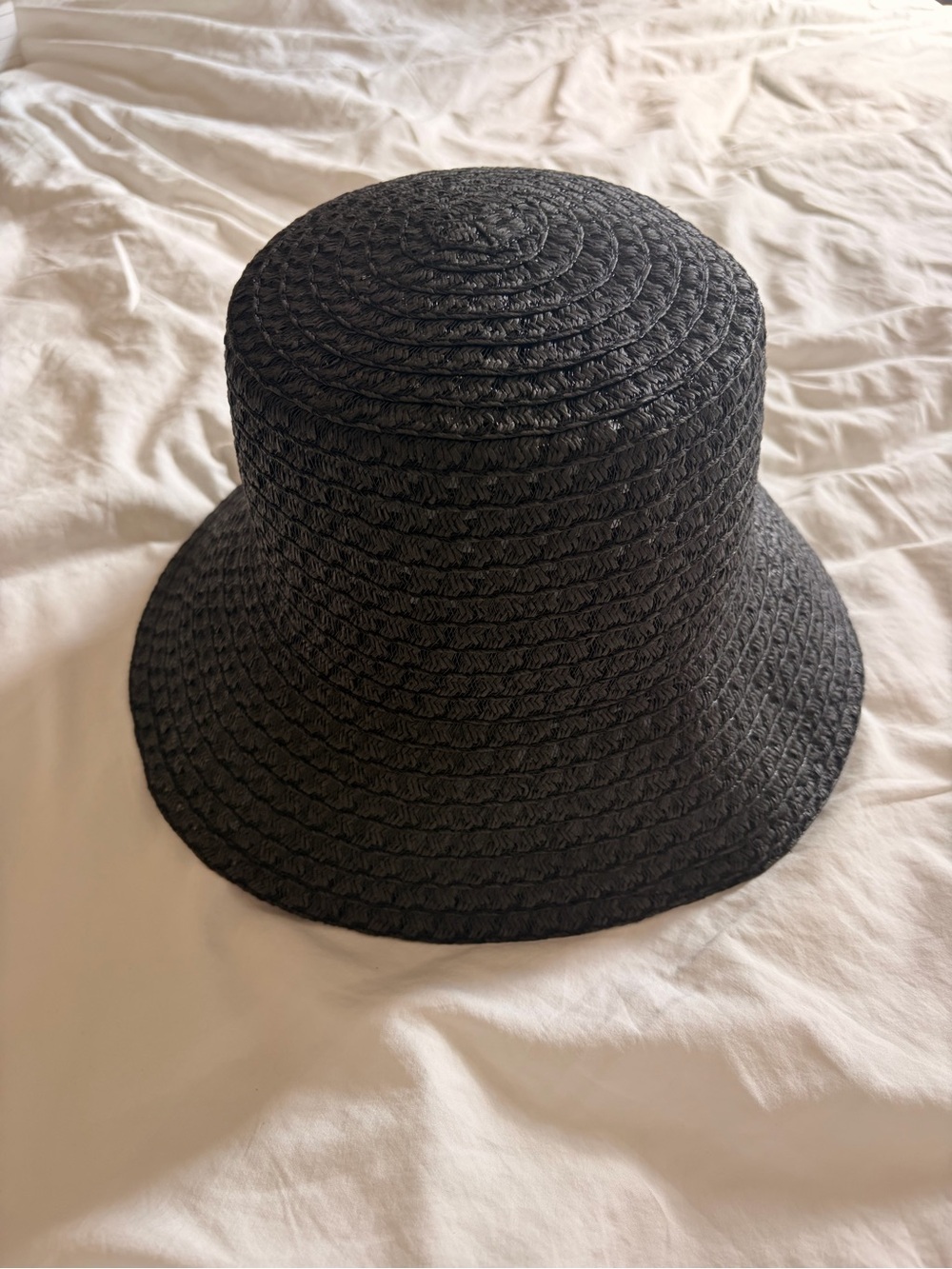Janessa Leone Black Woven Bucket Hat